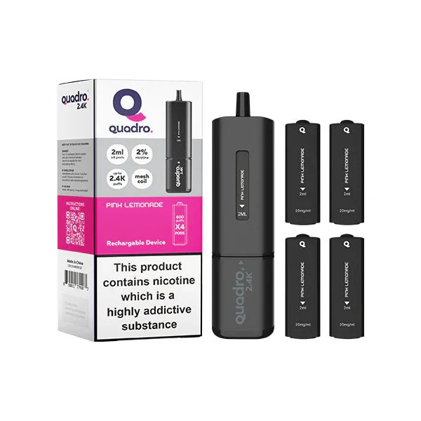 20mg Quadro 2.4K Pod Vape Kit 4 in 1 Black Series 2400 Puffs - Image 13