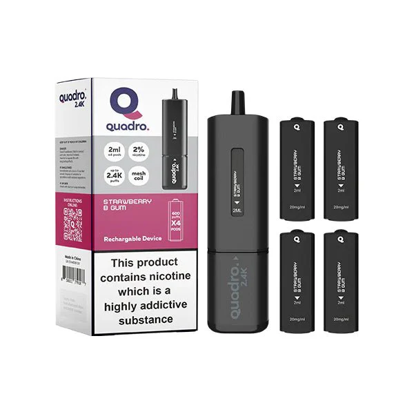 20mg Quadro 2.4K Pod Vape Kit 4 in 1 Black Series 2400 Puffs - Image 15