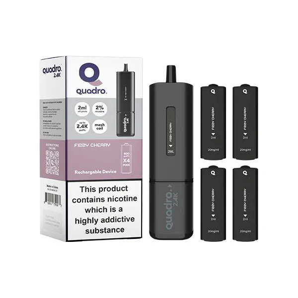 20mg Quadro 2.4K Pod Vape Kit 4 in 1 Black Series 2400 Puffs - Image 7