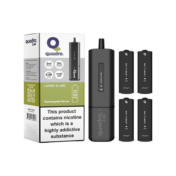 20mg Quadro 2.4K Pod Vape Kit 4 in 1 Black Series 2400 Puffs - Image 9