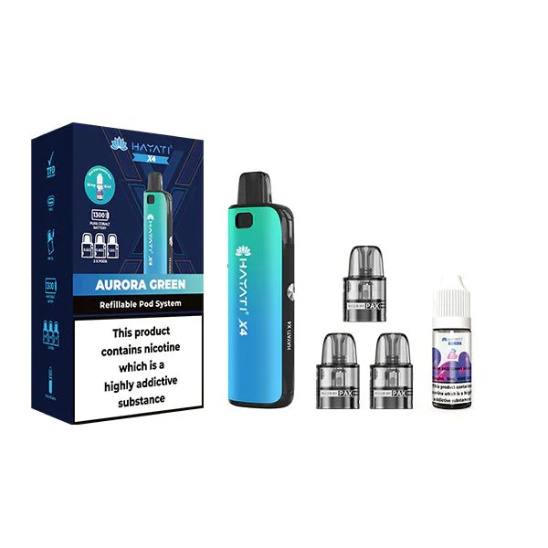 Hayati X4 Refillable Pod Vape Kit Includes 1X Nic Salts 20mg + 3x Refillable Pods - Image 2