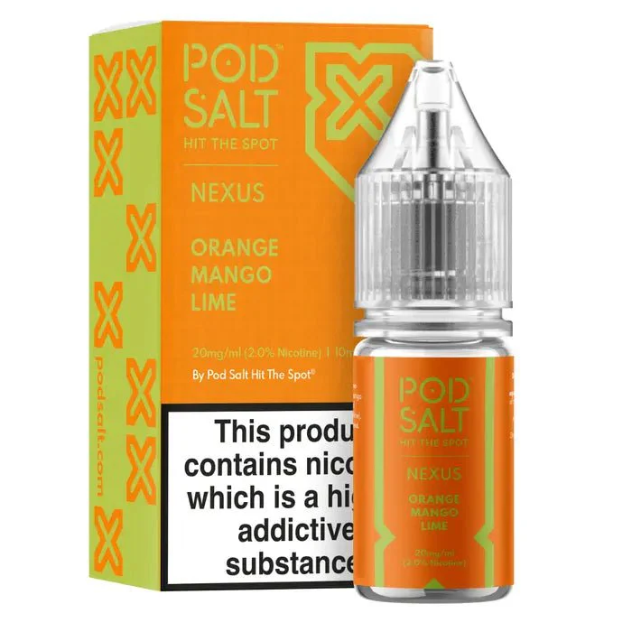 Orange Mango Lime 10ml Nic Salt E-Liquid by Pod Salt
