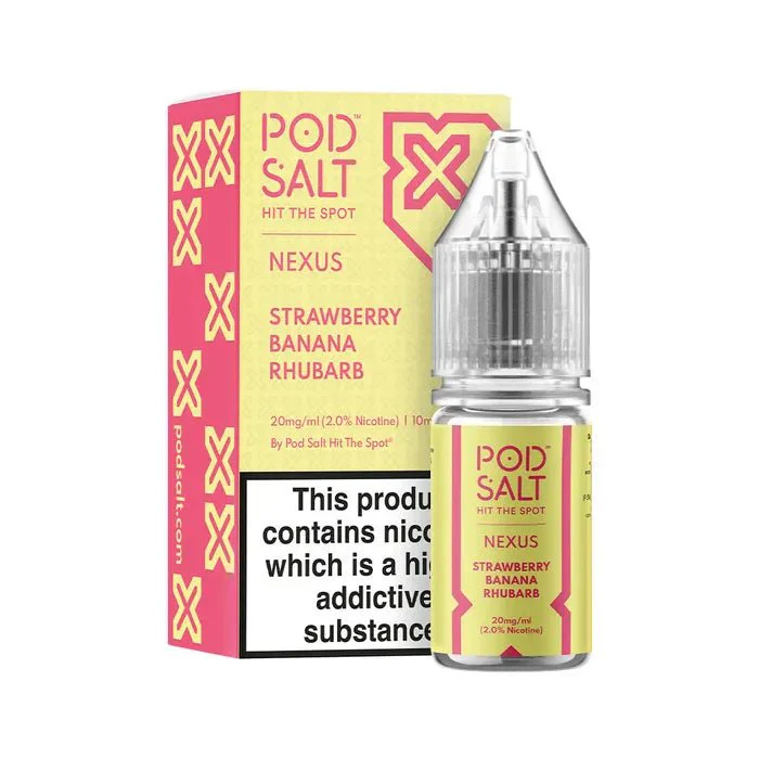 Strawberry Banana Rhubarb 10ml Nic Salt E-Liquid by Pod Salt
