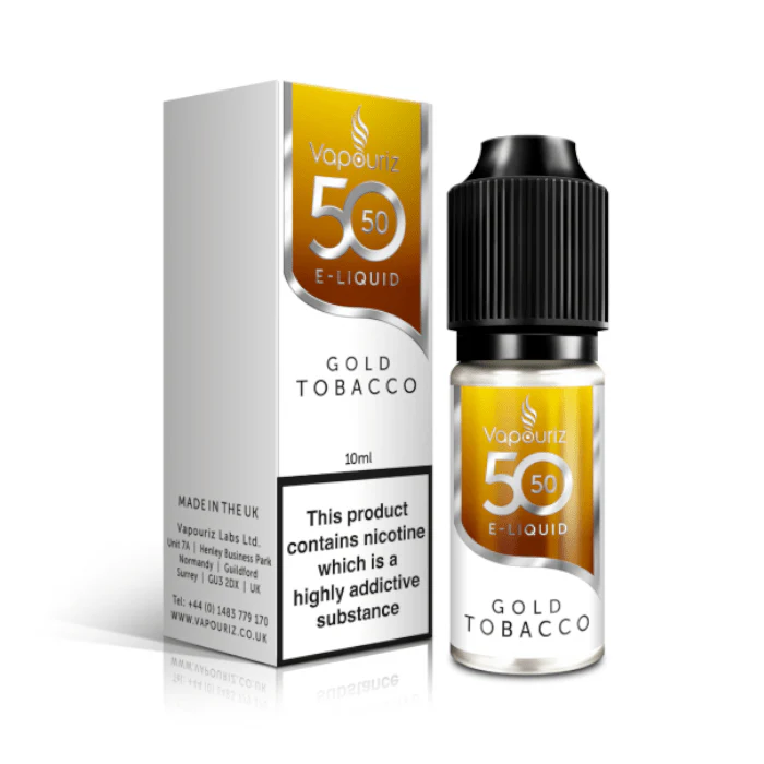 Vapouriz 50/50 E-Liquid - Gold Tobacco - 10ml
